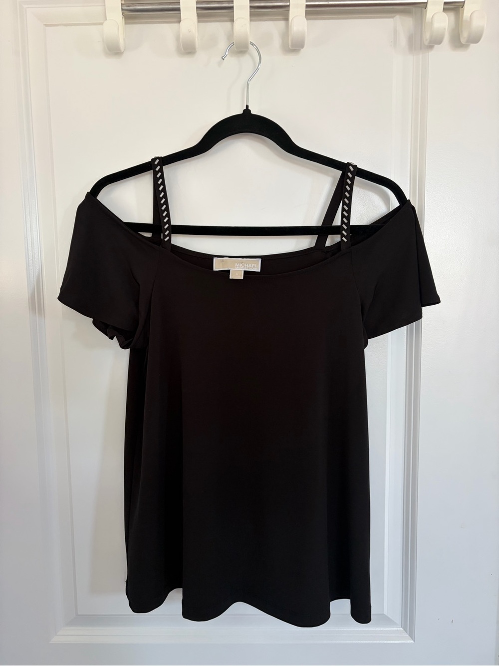 Michael Kors Black Off-Shoulder Tunic with Decorative studded Straps